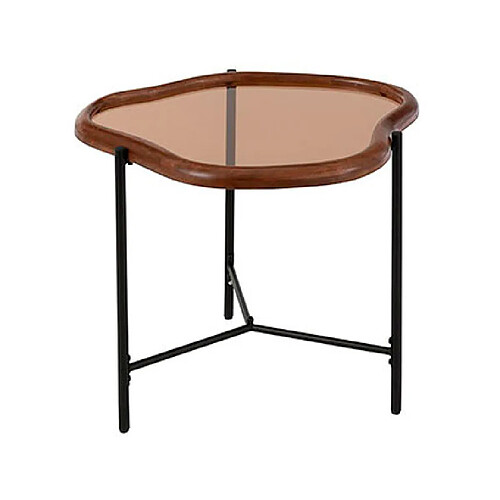 Mes Table basse organique 64x45x48 cm en verre fumé et bois