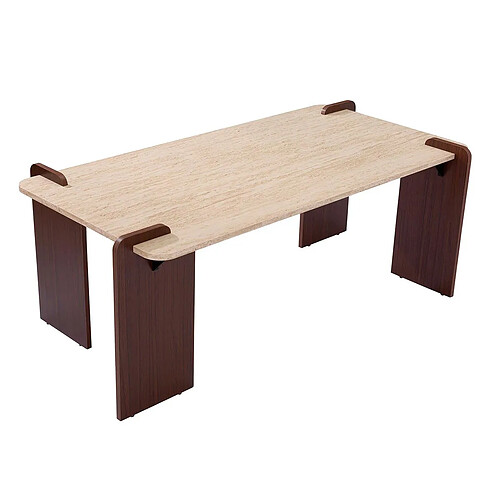 Paris Prix Table Basse Effet Travertin Misty 120cm Beige & Marron