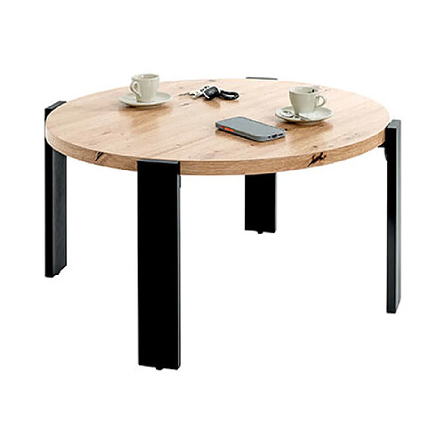 Mes Table basse ronde 42x75 cm en bois et acier - KAEL