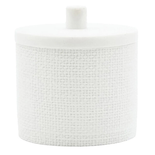 Douceur D'Interieur Pot à Cotons Effet Tissé Spa 10cm Blanc