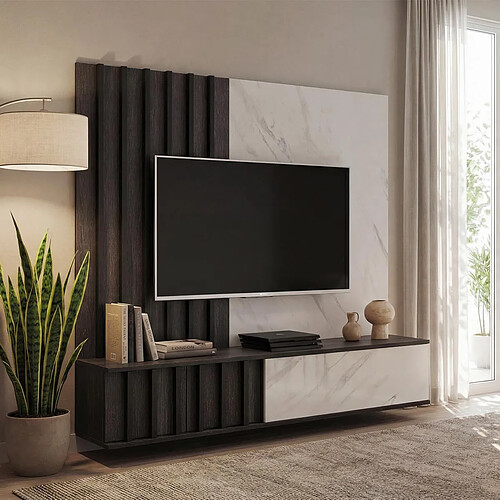 Paris Prix Ensemble Meuble TV Kip II 160cm Graphite & Blanc
