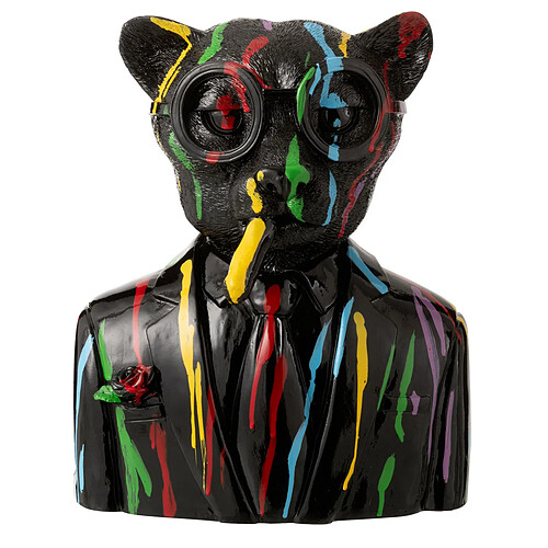Paris Prix Buste Léopard Tâches de Peinture 31cm Noir