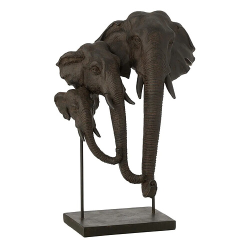 Paris Prix Statuette Famille d'Éléphant Afrique 43cm Marron Foncé