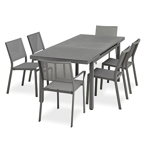 Paris Prix Ensemble Table de Jardin Extensible & 6 Assises Dania & Stockholm 160-210cm Anthracite
