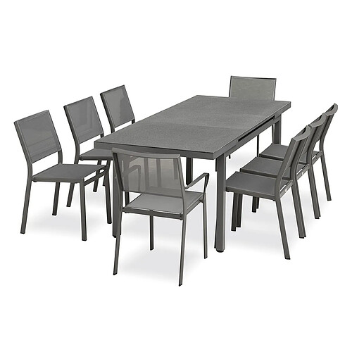 Paris Prix Ensemble Table de Jardin Extensible & 8 Assises Dania & Stockholm 160-210cm Anthracite