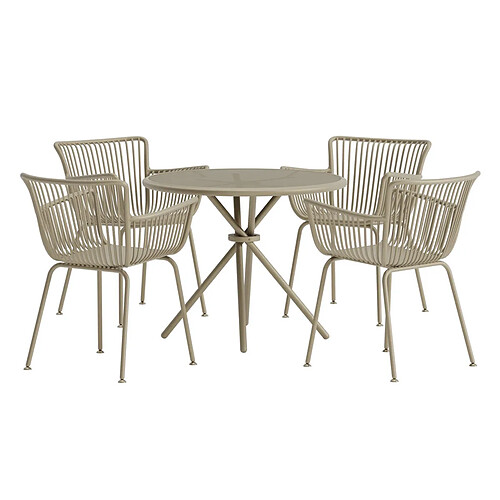Paris Prix Ensemble Table de Jardin & 4 Chaises Sifnos 90cm Beige