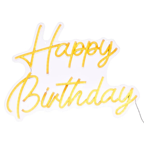 Atmosphera Néon LED Mural Happy Birthday 42cm Jaune