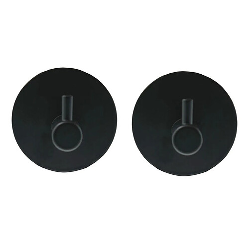 Douceur D'Interieur Lot de 2 Patères Adhésives Rondes Fixeo 5cm Noir