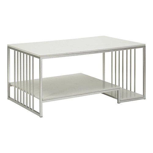 Paris Prix Table Basse en Marbre Kayseri 90cm Argent & Blanc