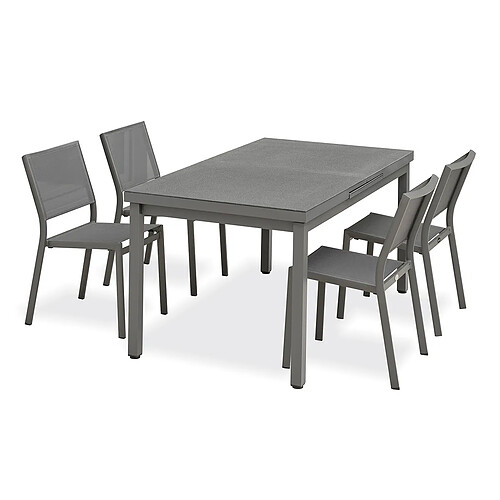 Paris Prix Ensemble Table de Jardin Extensible & 4 Chaises Dania & Stockholm 160-210cm Anthracite