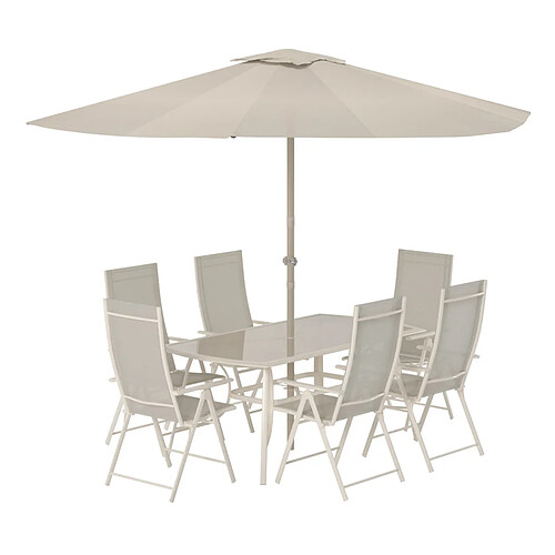 Paris Prix Ensemble Table de Jardin & 6 Chaises Brekki 150cm Beige