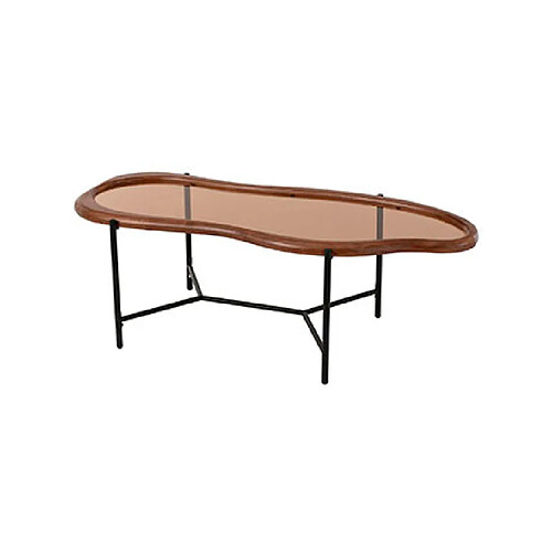Mes Table basse organique 118x48x40 cm en verre fumé et bois