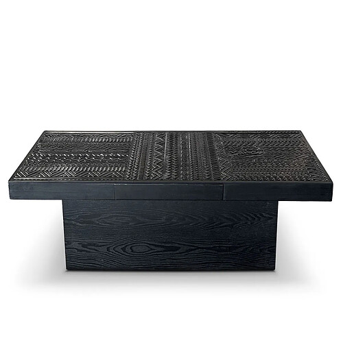 Paris Prix Table Basse 2 Tiroirs Ethnique 120cm Noir