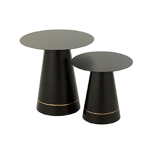 Mes Lot de 2 tables d'appoint rondes 40 et 50 cm en métal noir et doré