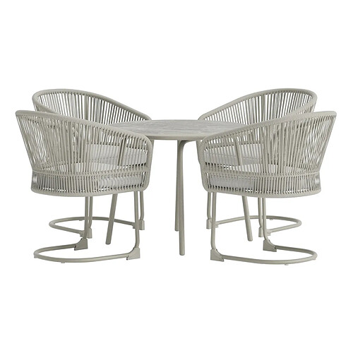 Paris Prix Ensemble Table de Jardin & 4 Chaises Tilos 90cm Gris