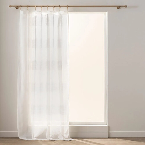 Douceur D'Interieur Rideau Voilage à Œillets en Bois Dalton 140x240cm Blanc