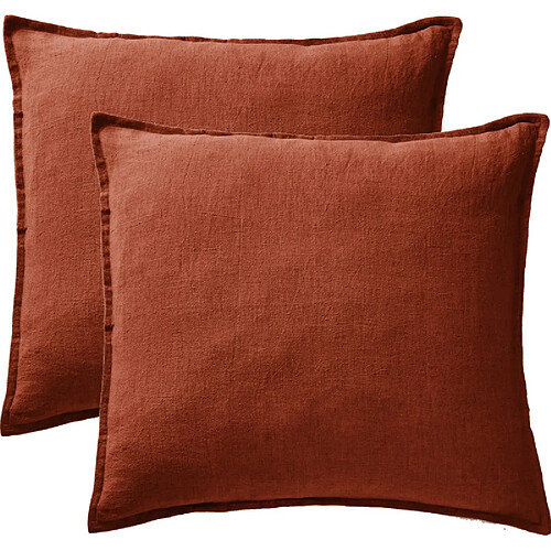 Lot de 2 taies d'oreiller "Soline" 60 x 60 cm & 50 x 70 cm "Lin lavé" l'Effet Papillon