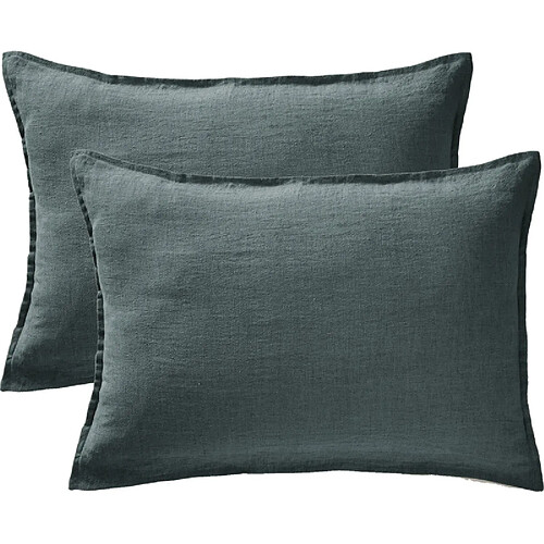 Lot de 2 taies d'oreiller "Soline" 60 x 60 cm & 50 x 70 cm "Lin lavé" l'Effet Papillon