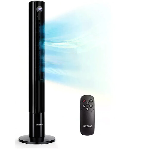 YASHE Ventilateur colonne silencieux Vitesse 7.8 m/s Oscillant à 85° 110 cm de haut Télécommande