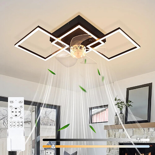 NETTLIFE Ventilateur Plafond LED 68cm Dimmable 6 Vitesses Télécommande Salon