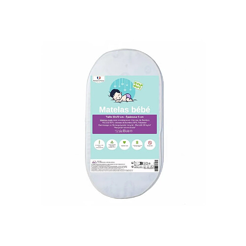 EASY DORT - Matelas couffin 32x72 cm Bambou - Fabriqué en France