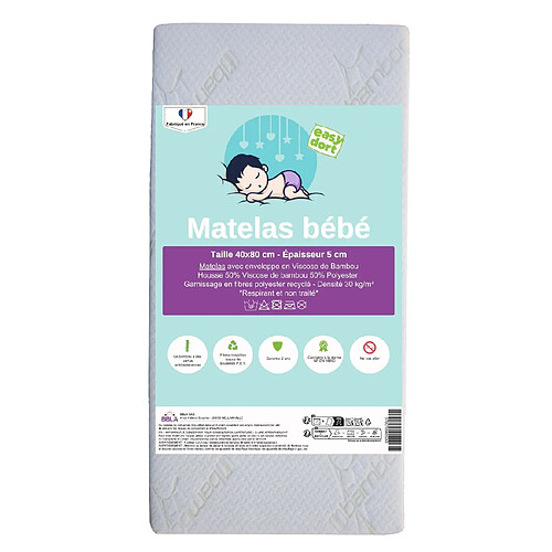 EASY DORT Matelas 40x80 cm berceau bébé Bambou