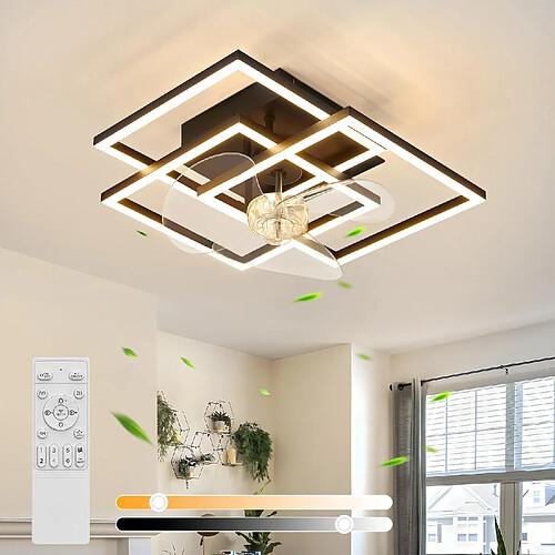 NETTLIFE Ventilateur Plafond LED Silencieux 3000-6500K 6 Vitesses Téléf.