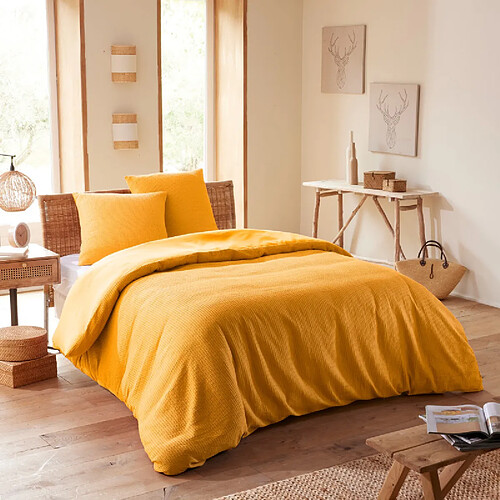 Coton Pur Parure de couette "Nid d'abeille" 260 x 240 pour lit 2 Places "King Size" 160 à 180 cm