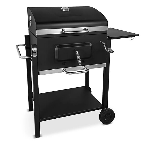Elem Garden Technic Barbecue charbon de bois avec roues et thermomètre, surface de cuisson 55x41.6cm