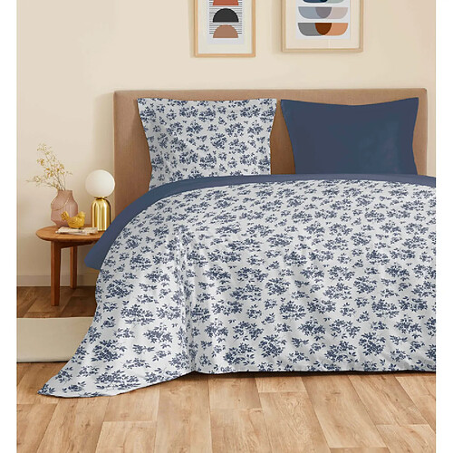 Coton Pur Parure de draps 4 pièces "Vanessa" pour lit 140 x 190 cm Eloise Bleu