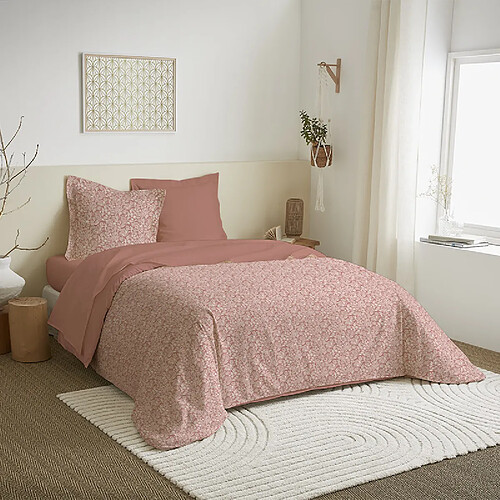 Parure de couette 3 Pièces réversible 260 x 240 cm King Size "Celeste Peche" Coton Pur