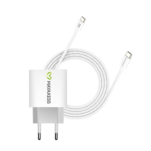 Mayaxess Chargeur Secteur pour Pixel 7 20W + Câble USB-C 1m Blanc