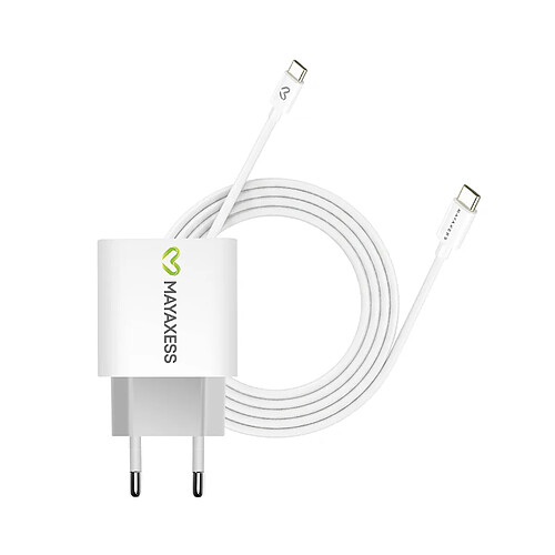 Mayaxess Chargeur Secteur pour Pixel 9 20W + Câble USB-C 1m Blanc