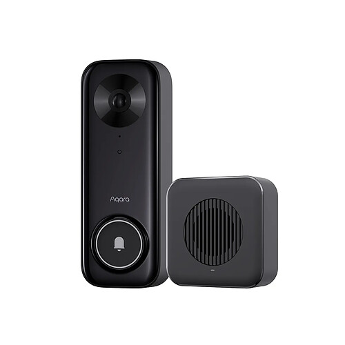 Aqara Sonnette Vidéo 2K avec Détection IA et Connectée Hub Zigbee Noir