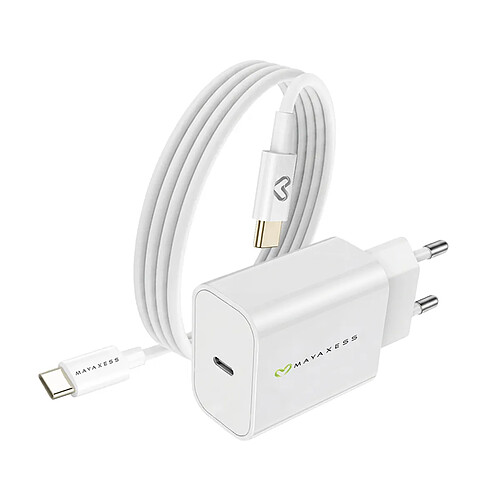Mayaxess Chargeur Secteur pour Poco F7 20W + Câble USB-C 1m Blanc