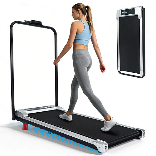 Nettlife Tapis de Course Pliable 4-en-1 avec Barre d’Appui – Walking Pad Silencieux