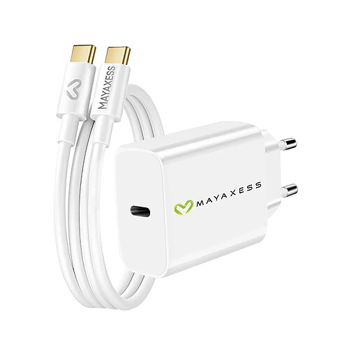 Mayaxess Chargeur Secteur pour Galaxy Z Fold 5 20W + Câble USB-C 1m Blanc