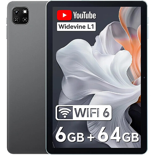 La tablette OSCAL Pad 50 WiFi, 64 Go de ROM, est disponible en gris anthracite et en bleu.