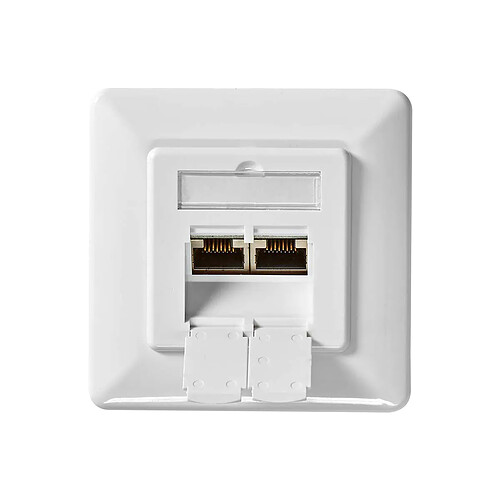 Nedis Prise Réseau Murale Double Ports Femelle Ethernet Rj45 Cat6 Encastrable Blanc