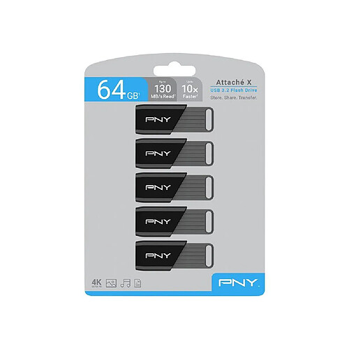 PNY Attaché X 64 Go USB 3.2 - Lot de 5