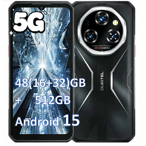 Smartphone OUKITEL WP55 Pro 5G 6.6" 48GB RAM + 512GB , 11000mAh, IP68/IP69K Noir