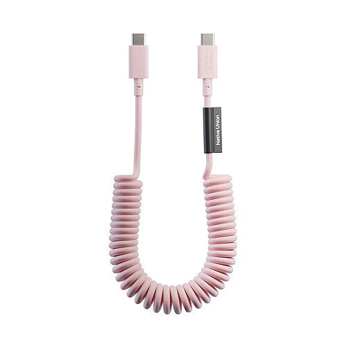 Native Union Câble USB-C vers USB-C 60W Spiralé 1.2m Série POP Charge Rapide Rose