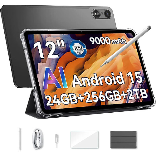 Tablette PC OSCAL Pad 100, 12 pouces, Android 15, 256 Go, gris/bleu