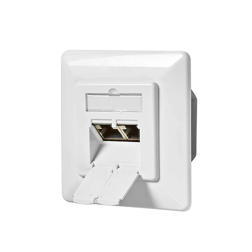 Nedis Prise Ethernet Murale Double Ports Femelle Rj45 Cat6a Encastrable Blanc