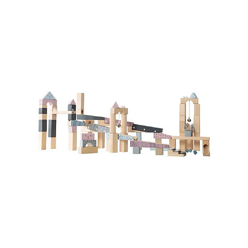 ROBA Circuit à billes en bois - 100 pièces - Multicolore