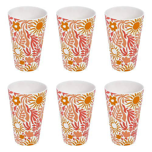 Five Simply Smart Lot de 6 Verres Réutilisables Soléa 38cl Multicolore