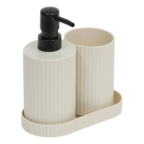 Five Simply Smart Lot de 3 Accessoires de Salle de Bain Mily 17cm Beige