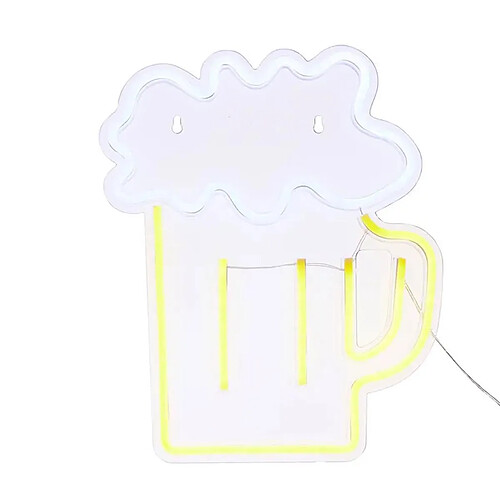 Atmosphera Néon LED Murale Bière 35cm Jaune