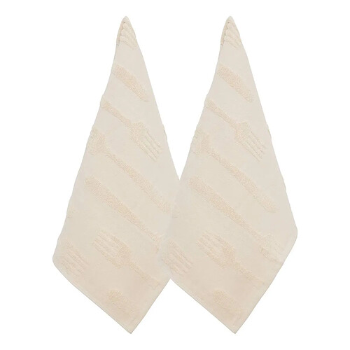 Atmosphera Lot de 2 Torchons de Cuisine Terry 45x70cm Beige
