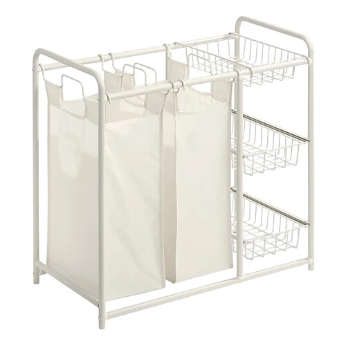 Five Simply Smart Panier à linge 2 bacs Linea 78cm Beige